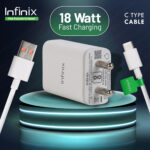Infinix 18 W Quick Charge 2 A Wall Charger for Mobile (White, C-Type, Cable Included)